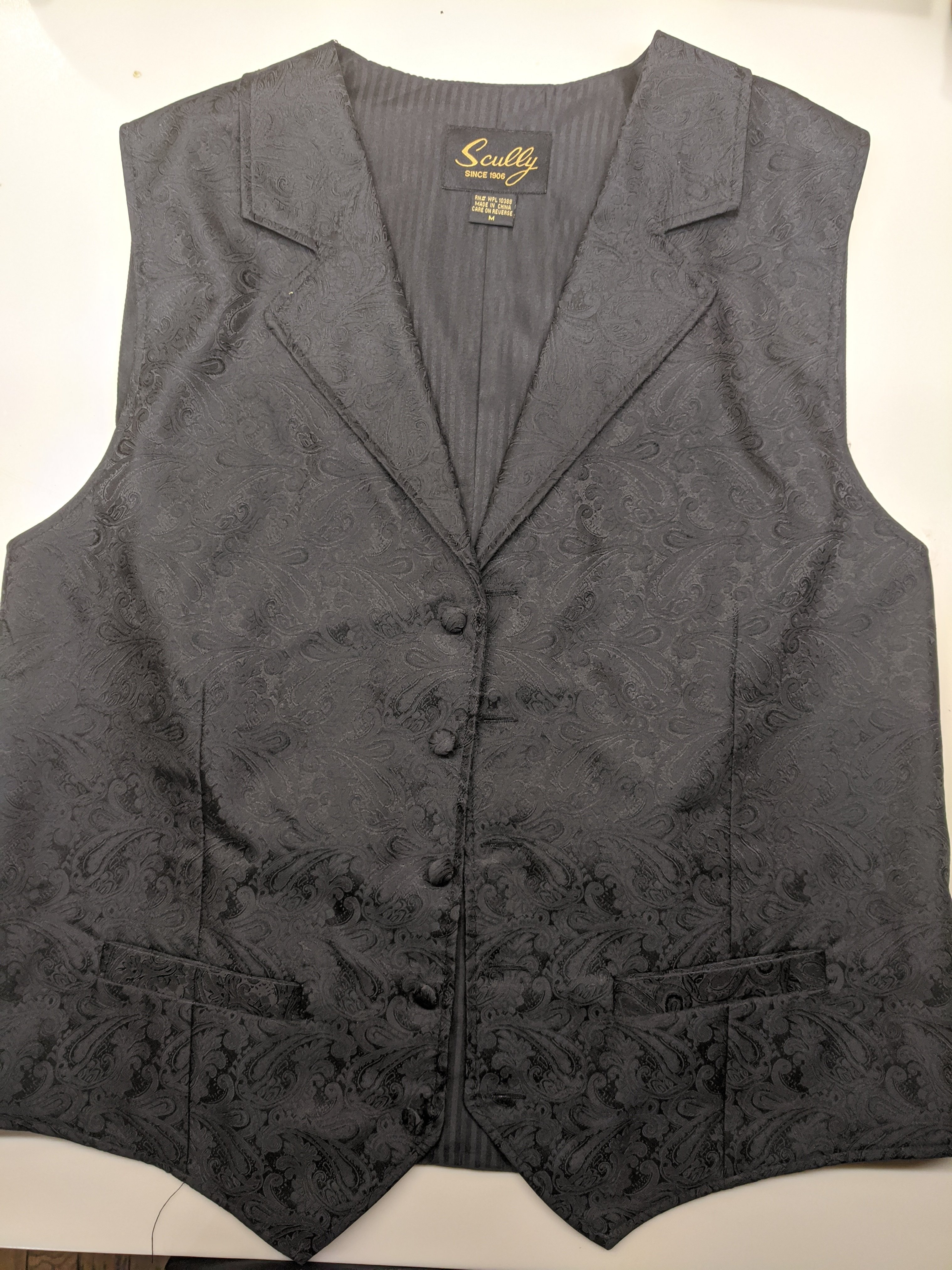 Scully Black Paisley Vest