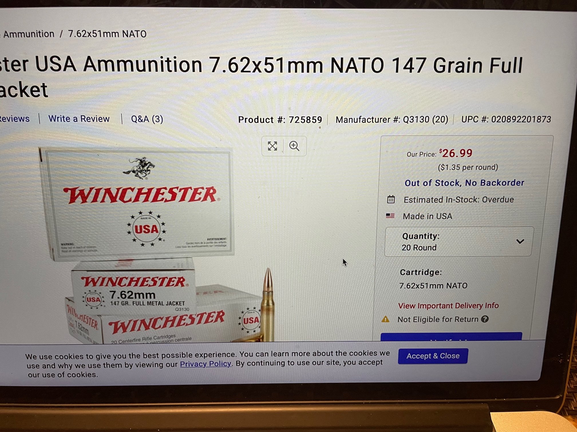 Sold non sass ammo for your m1a m14 7 62 x 51 nato sold
