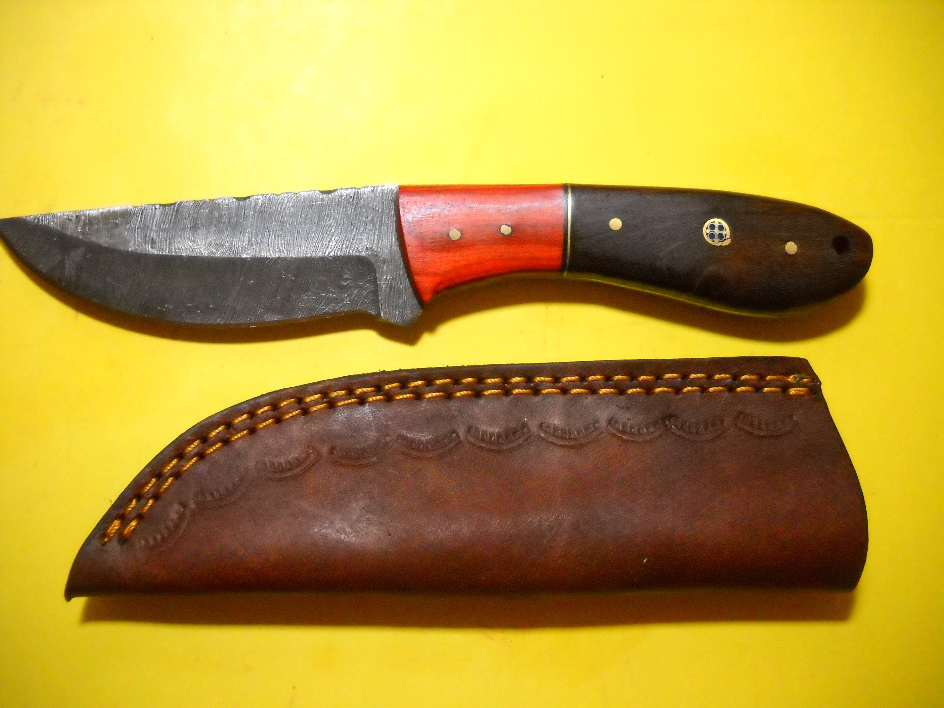 DAMASCUS Hunting-Fishing Belt Knife With Leather Sheath - SASS Wire  Classifieds - SASS Wire Forum