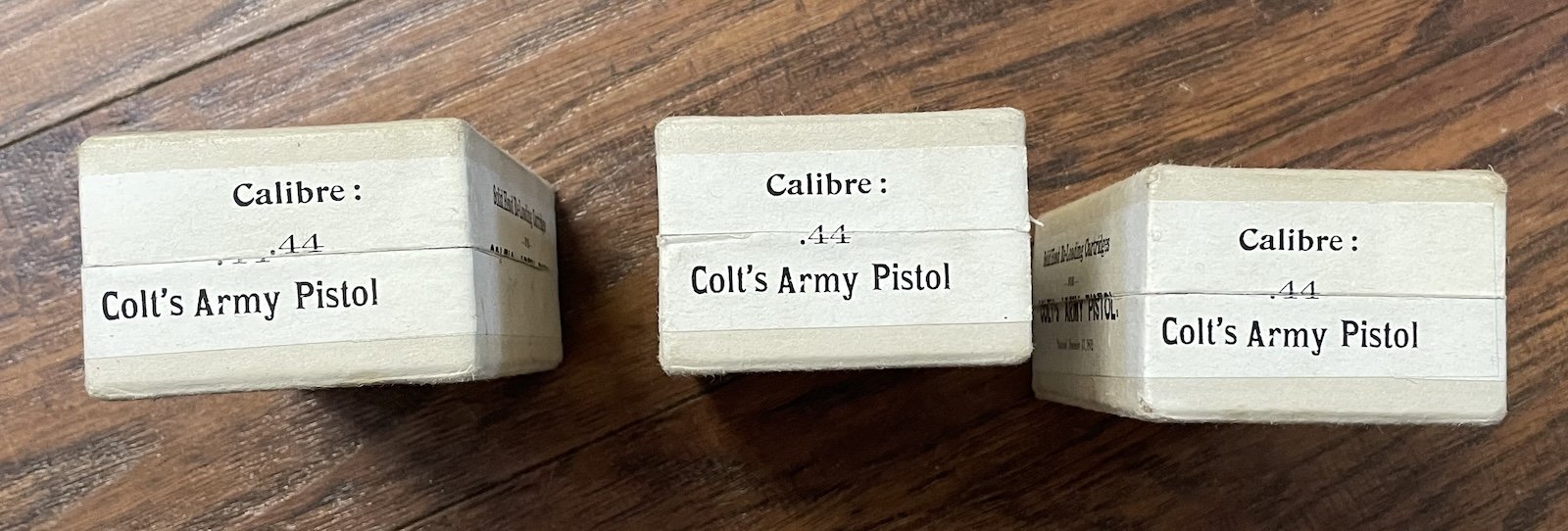 WTS Lot of three Reproduction 3 piece 1870s .44 Colt Cartridge Boxes ...