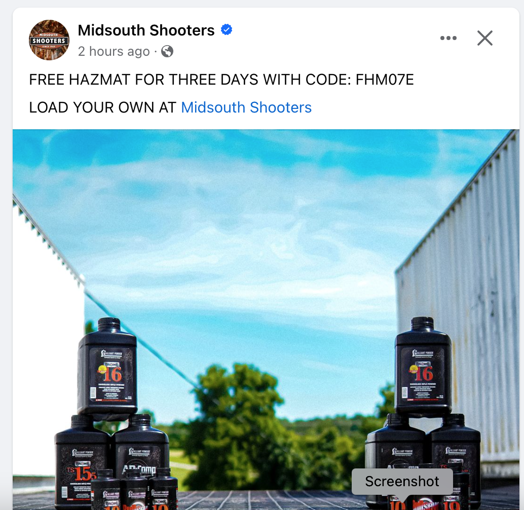 Free Hazmat at Midsouth Shooter's Supply Thought some of you could use this! SASS Wire